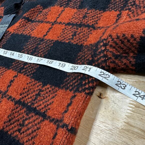 Rails NWT Colleen Rust Black Plaid Sweater V-Neck Size S Drop Shoulder Boxy - Picture 11 of 12